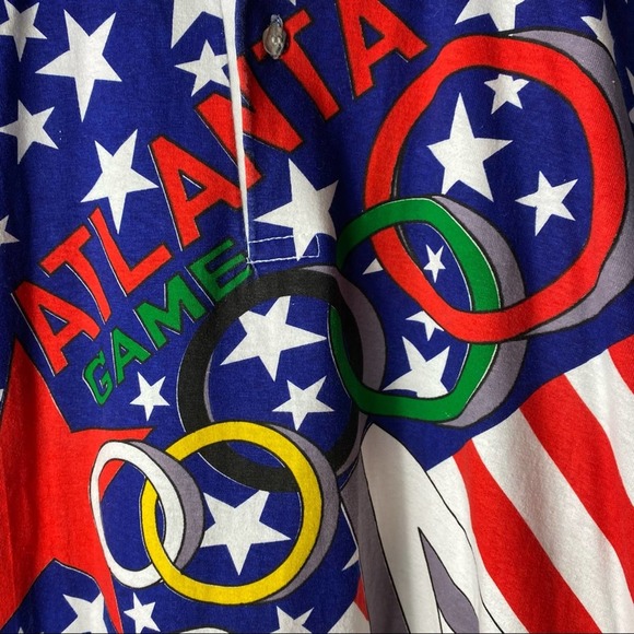 Vintage Olympics Shirt Mens Size Large USA Polo All Over Print America AOP - Picture 5 of 16